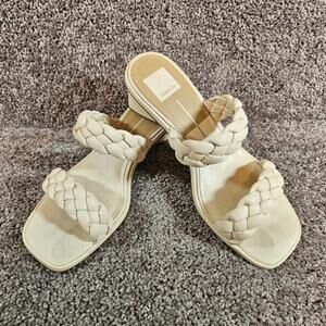 Dolce Vita leather braided strap women's cream square open-toed sandals. Size 9